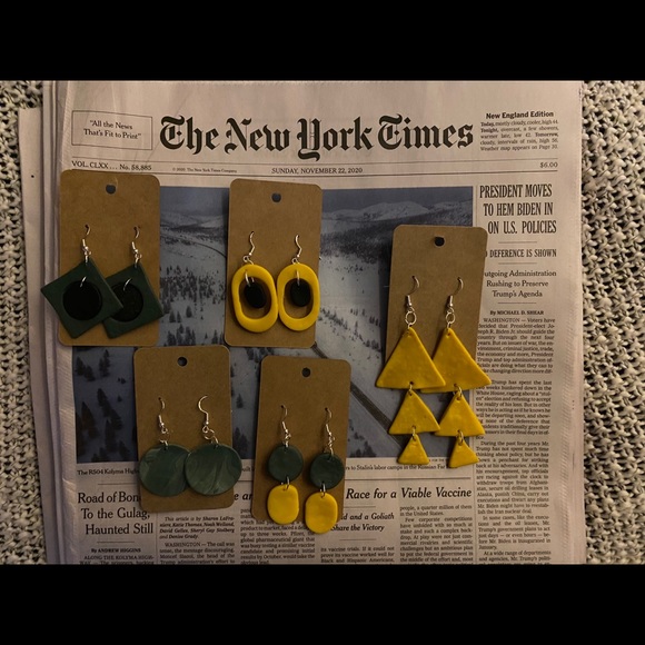 Handmade Reverse Pine Series 1, Clay Earrings - Picture 7 of 7